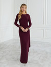 House of Wu 17851 Matte Jersey Crew Neck Long Sleeves Dress