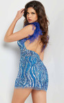 Jovani 09878 Sleeveless Wide V-neck Fitted Short Dress