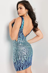 Jovani 22351 Sleeveless Wide V-neck Fitted Short Dress