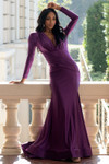 Amelia Couture 381-1 Lycra V-neck Long Sleeves Long Dress