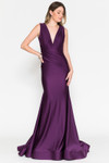 Amelia Couture 370-1 Lycra V-neck Sleeveless Long Dress