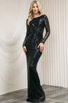 Amelia Couture 7015 Mesh Sequins Long Sleeves Long Dress