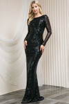 Amelia Couture 7015 Mesh Sequins Long Sleeves Long Dress
