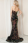 Amelia Couture 7028 Satin Mesh Sequins Sleeveless Long Dress