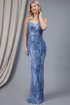 Amelia Couture 791 Mesh Sequins V-neck Sleeveless Long Dress