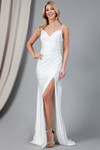 Amelia Couture 391 Lycra Wide V-neck Sleeveless Long Dress