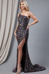 Amelia Couture 7023 Satin Mesh Sequins Sleeveless Long Dress