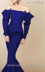 MNM Couture 2408 Ruffled Off-Shoulder Long Sleeve Long Gown