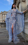 MNM Couture K4012 Beaded Embroidered Leaf Mesh Cape Dress