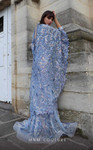 MNM Couture K4012 Beaded Embroidered Leaf Mesh Cape Dress