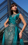 MNM Couture K4007 Beaded Jewel Neck Sleeveless Ruched Dress