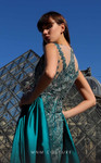 MNM Couture K4007 Beaded Jewel Neck Sleeveless Ruched Dress