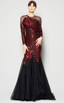 MNM Couture N0362 Sequins Long Sleeves Illusion Neck Dress