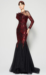 MNM Couture N0362 Sequins Long Sleeves Illusion Neck Dress