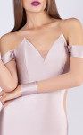 MNM Couture L0044S Lycra V-neck Off the Shoulder Long Dress