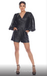 MNM Couture R01113 V-neck Puff Sleeve Short Evening Dress