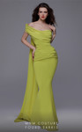 MNM Couture 2718 Crepe Ruched One-Shoulder Draping Dress