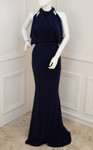 MNM Couture F4680 Beaded Sleeveless Halter Neck Long Dress