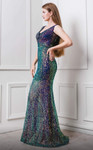 MNM Couture F6237 V-neck Sleeveless Natural Long Dress