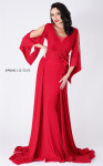 MNM Couture F4585 Illusion Neck beaded 3/4 Sleeve Long Dress