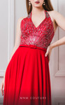 MNM Couture F6198 Beads Halter Neck Sleeveless Long Dress