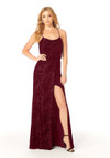 Morilee Bridesmaid 21805 Floral Velvet Cowl Neck Long Dress