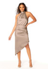 Morilee Bridesmaid 21801 Silky Satin Halter Neck Midi Dress