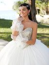 House of Wu 56485 Mini Sequin Knit Tulle Strapless Ballgown