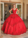Dancing Queen 1735 V-Neck Cap Sleeve Quinceanera Gown