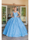 Dancing Queen 1707 V-Neck Strap Sleeve Quinceanera Gown
