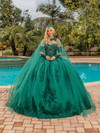 Dancing Queen 1691 Sheer Long Sleeve Beaded Long Ballgown