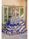 Dancing Queen 1689 V-neck Ruffled Tiers Basque Ballgown