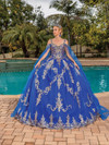 Dancing Queen 1651 Cold Shoulder Sleeves Glitters Ballgown