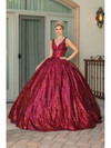 Dancing Queen 1558 V-Neck Sleeveless Sequins Long Ballgown