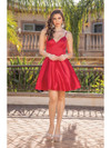 Dancing Queen 3318 Strap Sleeves V-neck Homecoming Dress