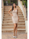 Dancing Queen 3317 Strap Sleeves V-neck Homecoming Dress