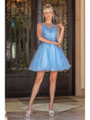 Dancing Queen 3304 Lace Embroidery Scoop Neck Short Dress
