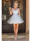 Dancing Queen 3304 Lace Embroidery Scoop Neck Short Dress