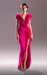 MNM Couture G1512 Crepe Organza Cap Sleeves Fitted Dress
