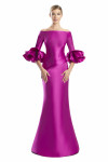 Alexander by Daymor 1758S23 - FUCHSIA Buttoned Back Off-Shoulder Dress