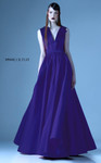 MNM Couture G0933 Folded V-Neck Sleeveless Fitted Long Dress