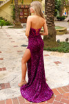Amelia Couture 3011 Velvet Sequins Strapless High Slit Dress