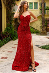 Amelia Couture 3011 Velvet Sequins Strapless High Slit Dress