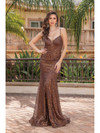Dancing Queen 4323 Plunging V-Neck Sleeveless Trumpet Dress