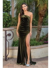 Dancing Queen 4312 Velvet One Shoulder Trumpet Long Dress