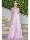 Dancing Queen 4222 Beaded Lace Off Shoulder Sleeves Dress