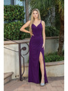 Dancing Queen 2905 Double Spaghetti Straps V-neck Long Dress