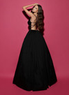 Tarik Ediz 53040 Sleeveless Deep V-neck Blackbliss Dress