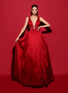 Tarik Ediz 53040 Sleeveless Deep V-neck Blackbliss Dress