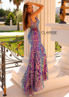 Clarisse 810762 Iridescent Sequins Plunging V-Neck Dress